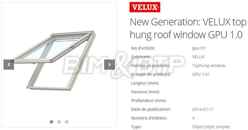 Un Velux en objet BIM pour maquette numérique