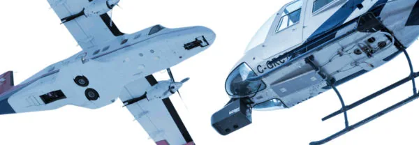 Un avion et un hélicoptère équipés de capteurs LiDAR et photo