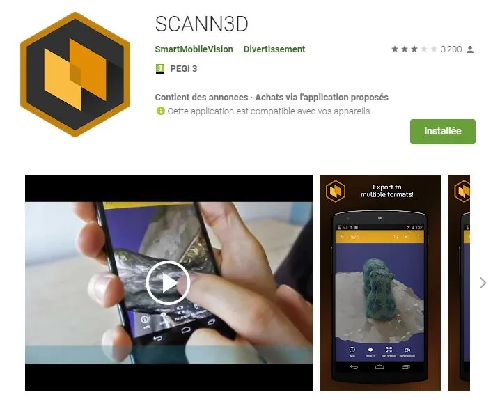 Une application Andoid pour numériser (approximativement) en 3D par photogrammétrie