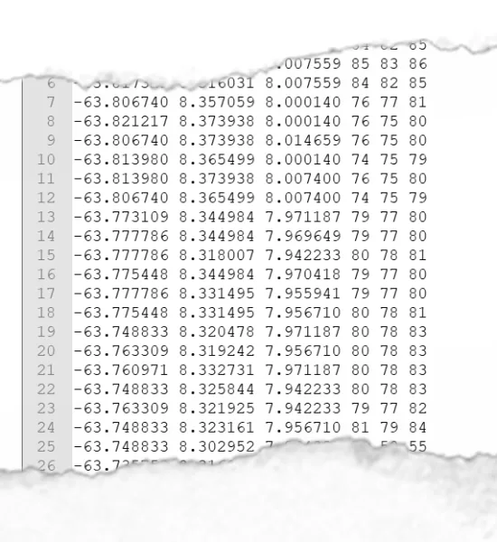 Contenu d'un fichier XYZ de nuage de points
