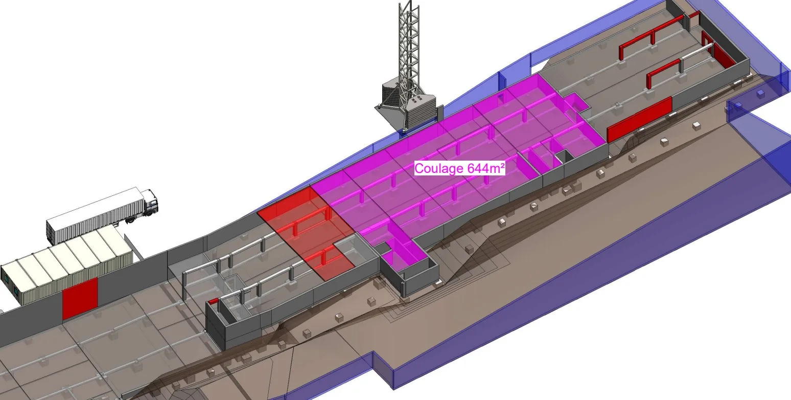 Phasage 3D cycle de construction d'un étage