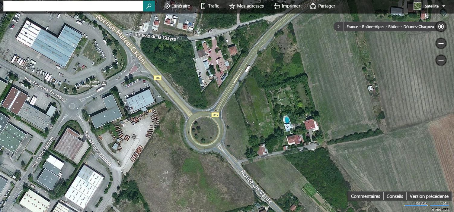 Localisation d'un chantier sur Bing Maps